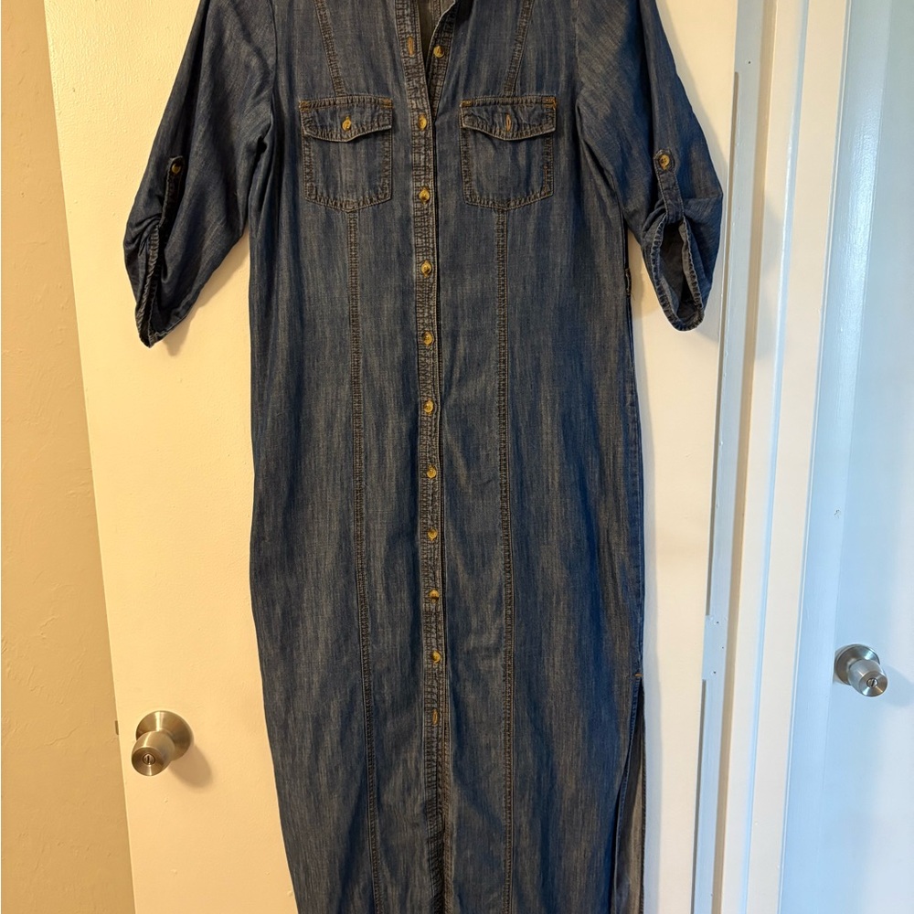 Denim Button-Up Maxi Dress